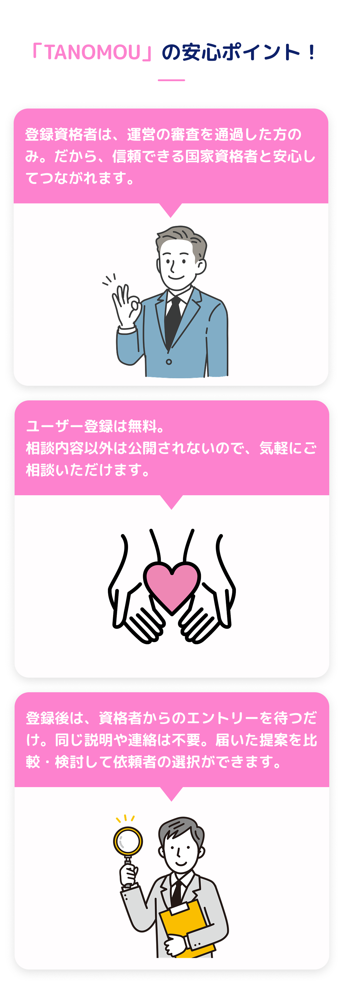 「TANOMOU」の安心ポイント！